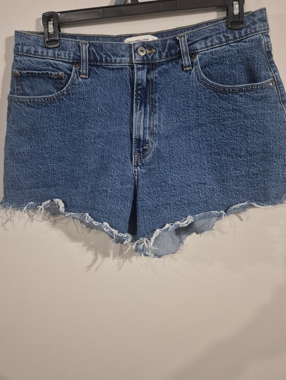 Abercrombie & Fitch Distressed Medium Blue Denim Cutoff Shorts
